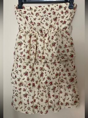 Cream Floral Tiered Dress